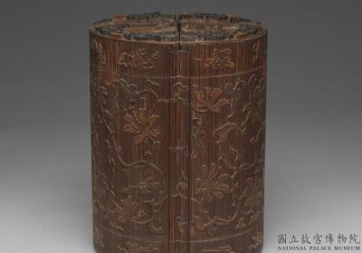 图片[3]-Red sandalwood curio box with bamboo-veneered decoration (contains 23 curios pieces and calligraphy album and painting scroll), Qing dynasty, Qianlong reign (1736-1795)-China Archive